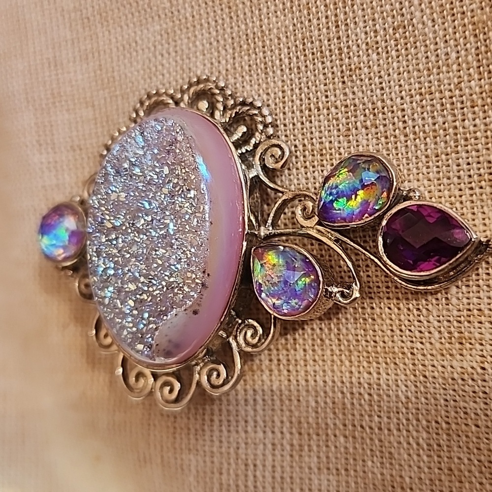 Sajen sterling silver druzy & gemstone pendant